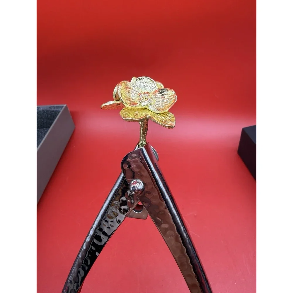 Rare Michael Aram Gold Orchid Small Lock Spring Tongs Original Box Sealed